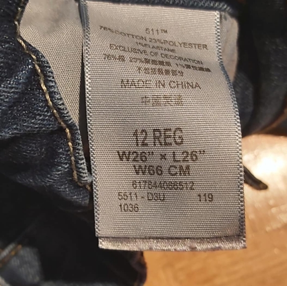 Levi 511 Slim Girls 12 REG Performance Dark Blue Jeans - Picture 6 of 8